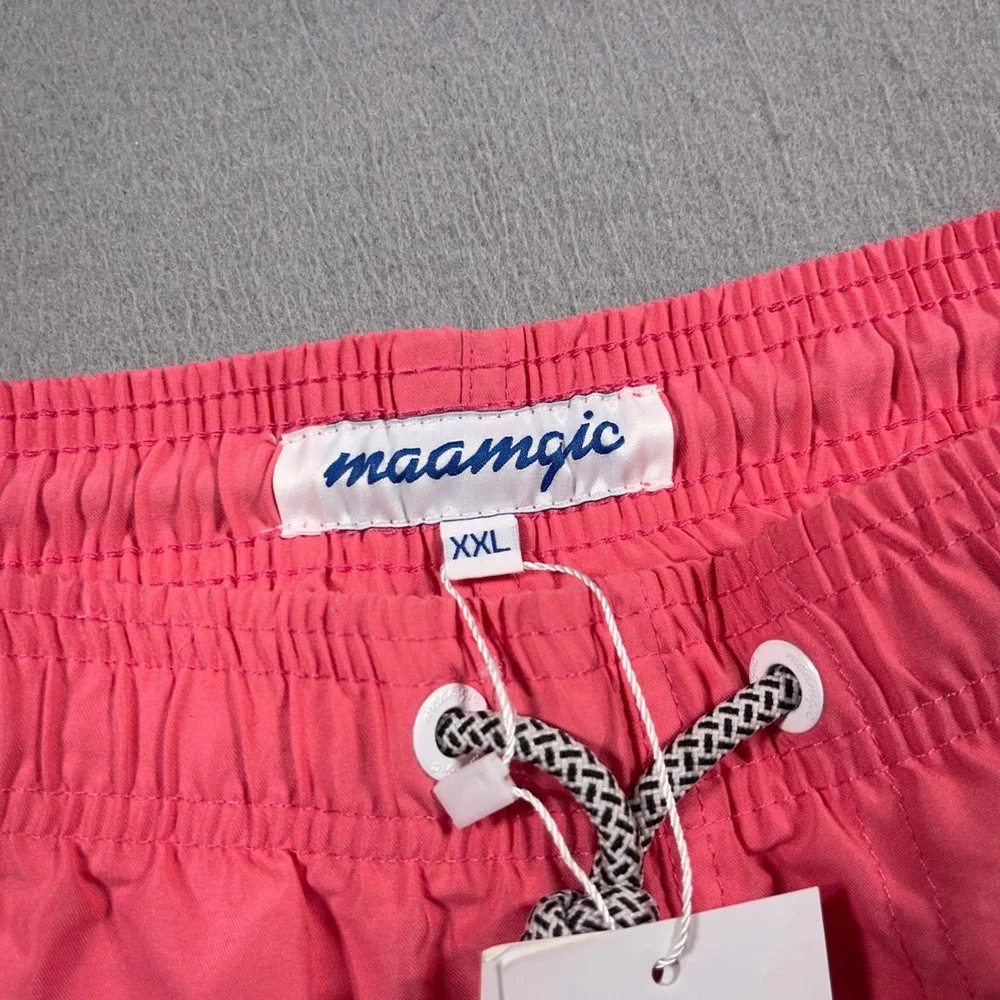 MaaMgic Swim Trunks Men‎ XXL Anchor Print  Shorts Coral Pink Beach Pool Summer